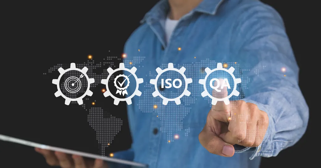 Quality and certification standards represented as interlocking gears